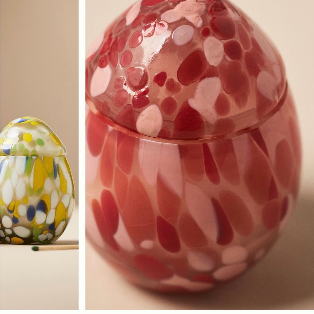 Anthropologie NIB Mini Cheena Egg Floral Pink Peony & Neroli Glass Candle - Picture 3 of 16